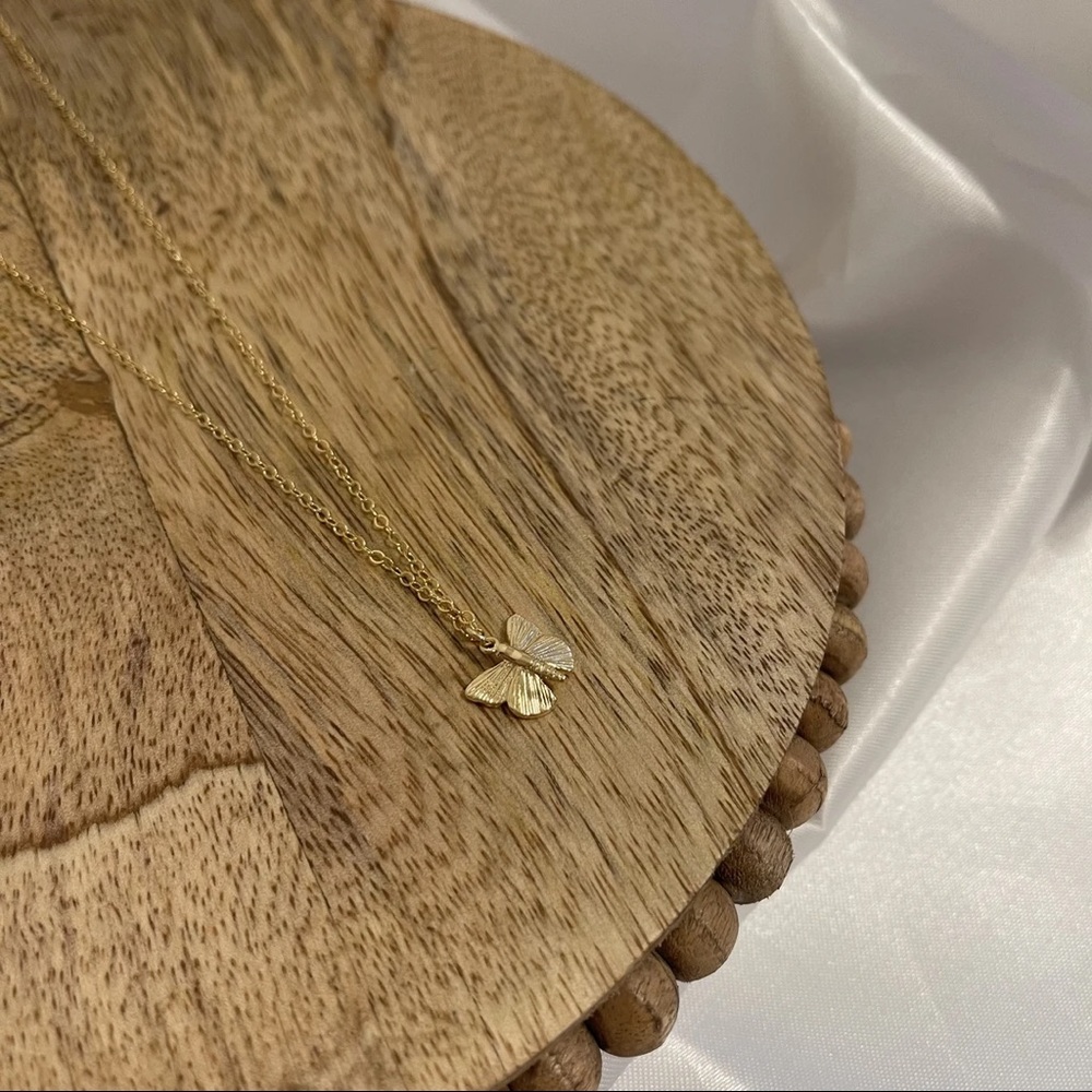 SOLD • Butterfly 3D Gold Charm Necklace - Picture 6 of 10